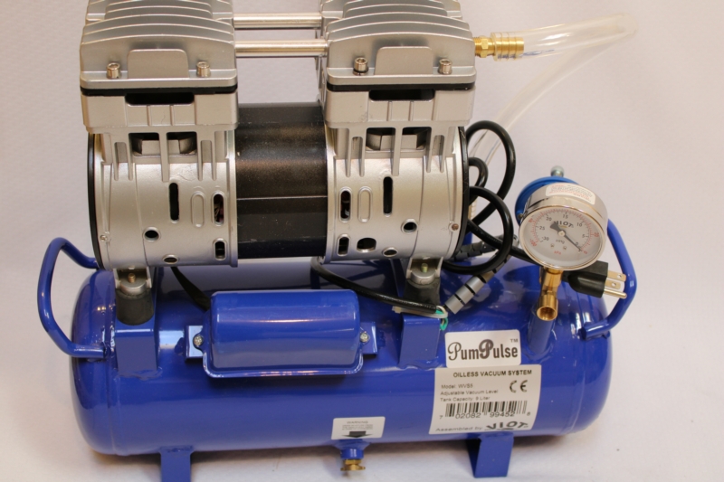 OIL-LESS VACUUM Pump System: automatic max vacuum pressure control, tank Regulator Gauge