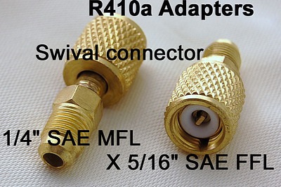 Pair of Adapter/Converter:1/4 Male SAE to 5/16 Female Flare R410a Manifold Port