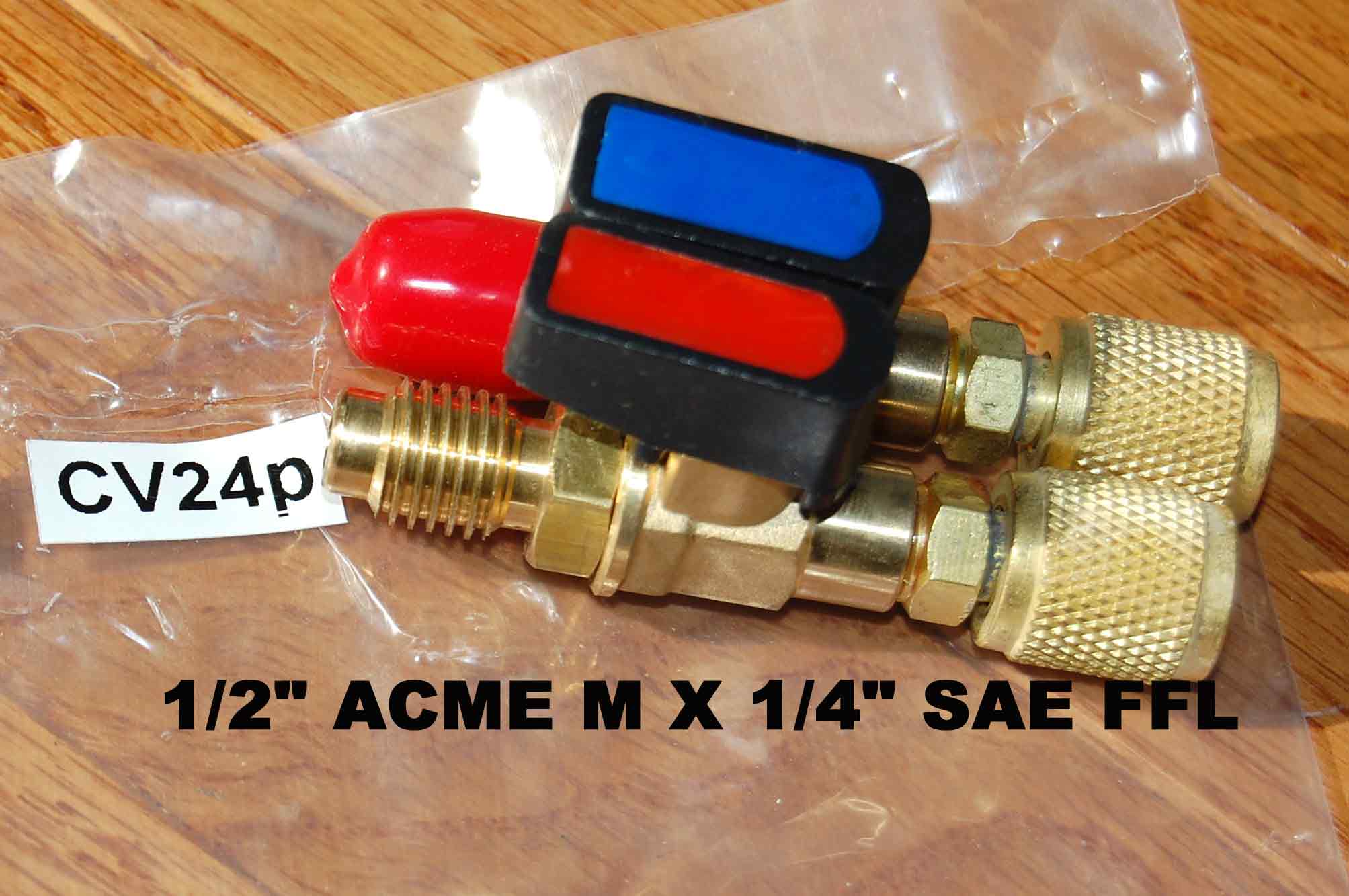 1/4 MFL X 1/2 ACME Female R4134a System Port Manifold Connector adaptor Hand Ball Vale