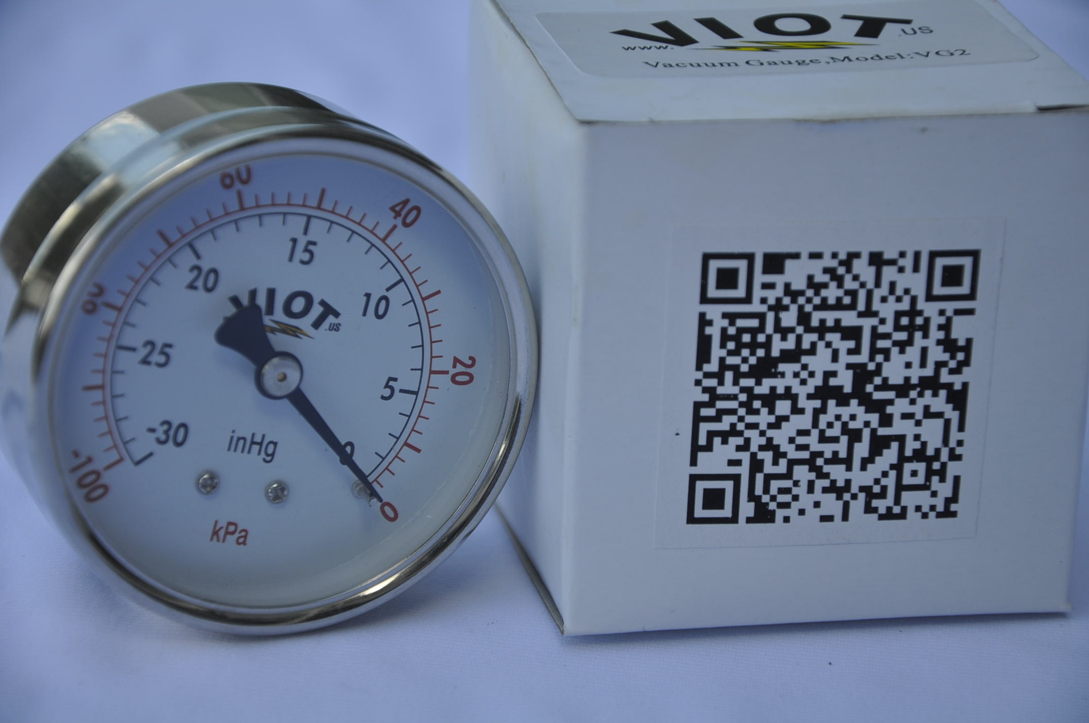 full scale Analog Vacuum Gauge, from 0 to -30 inch Hg/0 to -100 kPa, large 2 inch face SS case 1/4 NTP male connector on