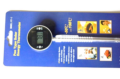 1 WT5 Solar Cell/Panel Powered Digital Cooking Kitchen Thermometer Food Grade SS NTC Sensor