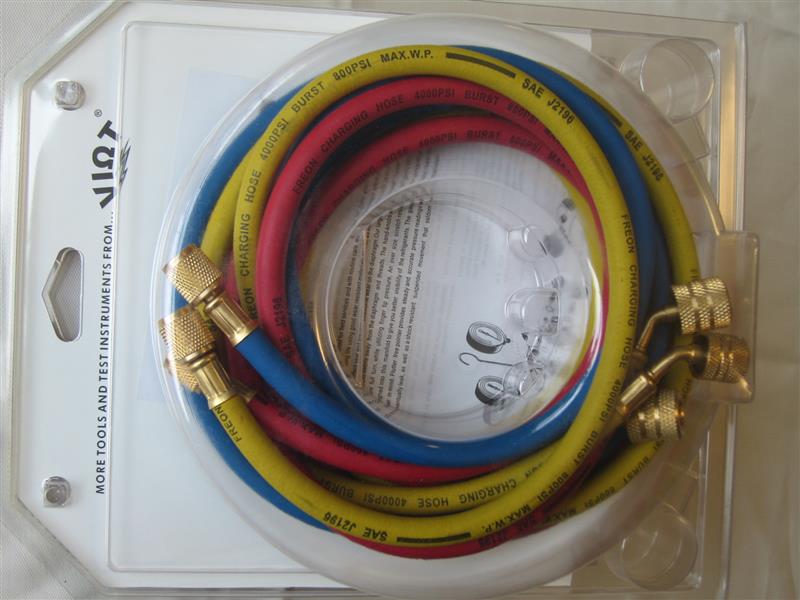 High Pressure Hose Set for Manifold Gauges 1/4 Flare Fittings Good for All Refrigerants R410a R22 R404 R407 and all the