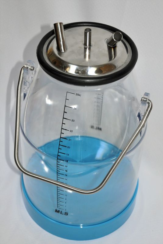 Poly Milker Bucket Pail 25L Capacity Clear w/Stainless Steele Lid& Rubber  Liner SS handle&Enforced Bottom
