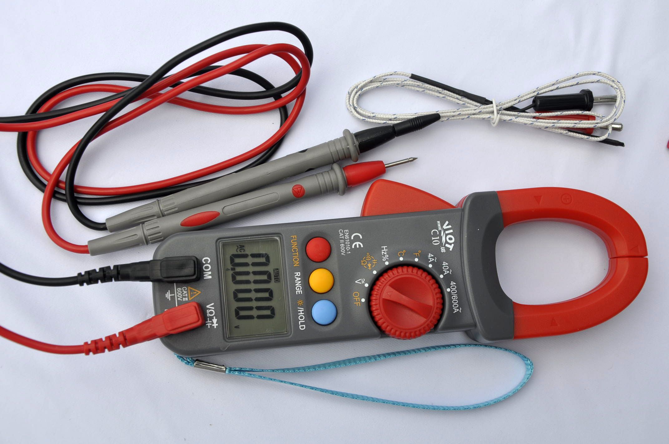 Clamp Meter Ammeter Ohm Volt Multimeter DMM+Capacitor Tester+Type K Thermocouple