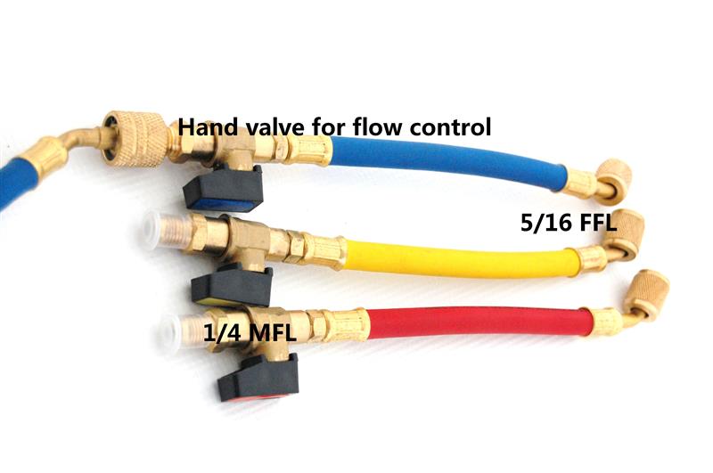 1/4 MFL X 5/16 FFL Connector adaptor w/SS Ball Valve swivel any color(Red/blue/yellow) 1 adapter