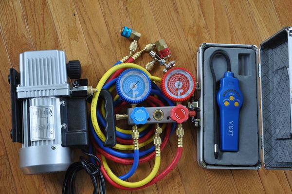 VK3:Tool Kit:VPD2 Deep VAcuum pump Manifold Gauge Set GMad+Car Couplers Can Tao R134a R22
