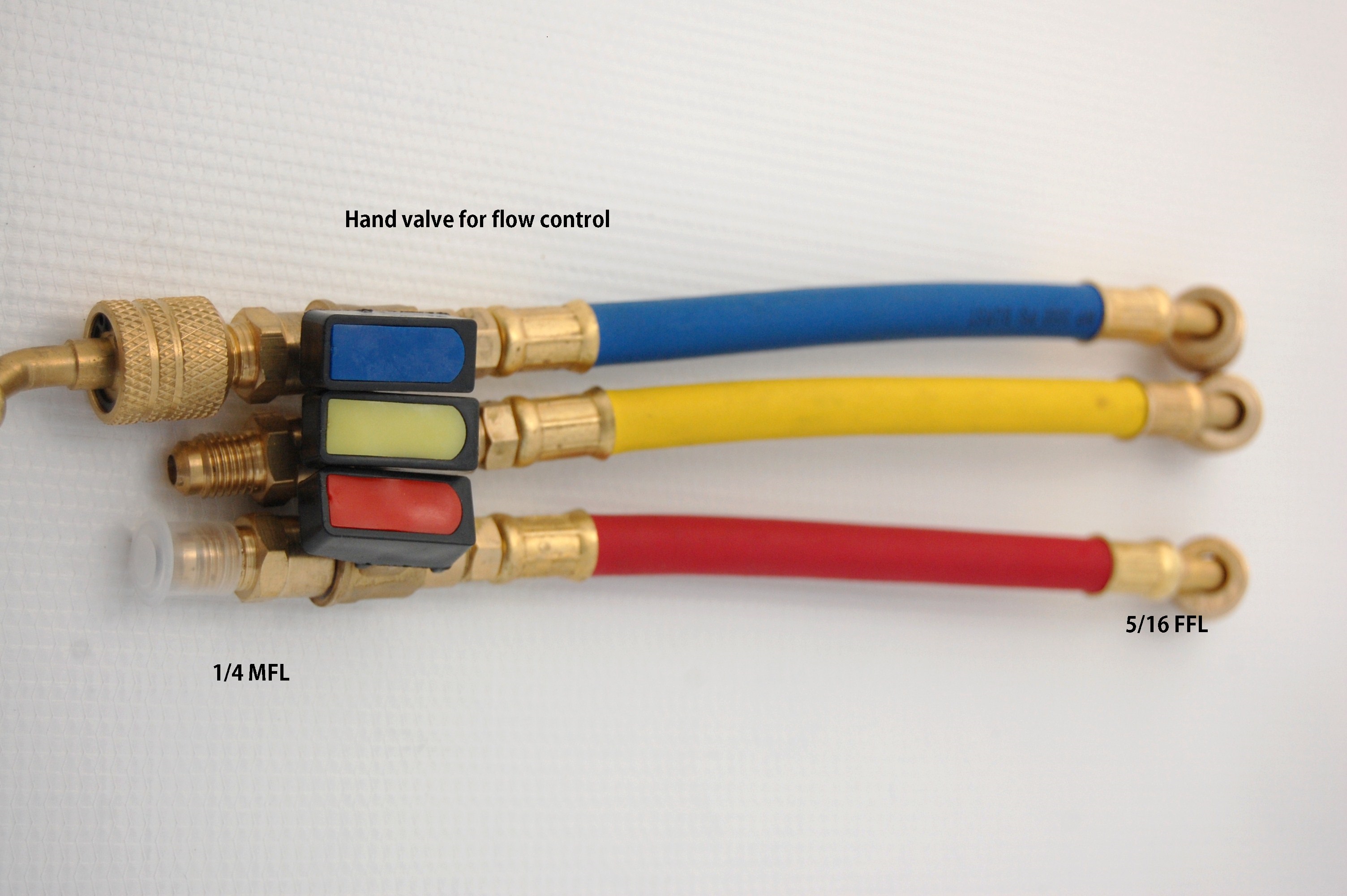 CV32Set:5/16MFLX1/4FFL Adapter Connector SS Ball Hand Valve 3 in a Set for R410a Gauge Port