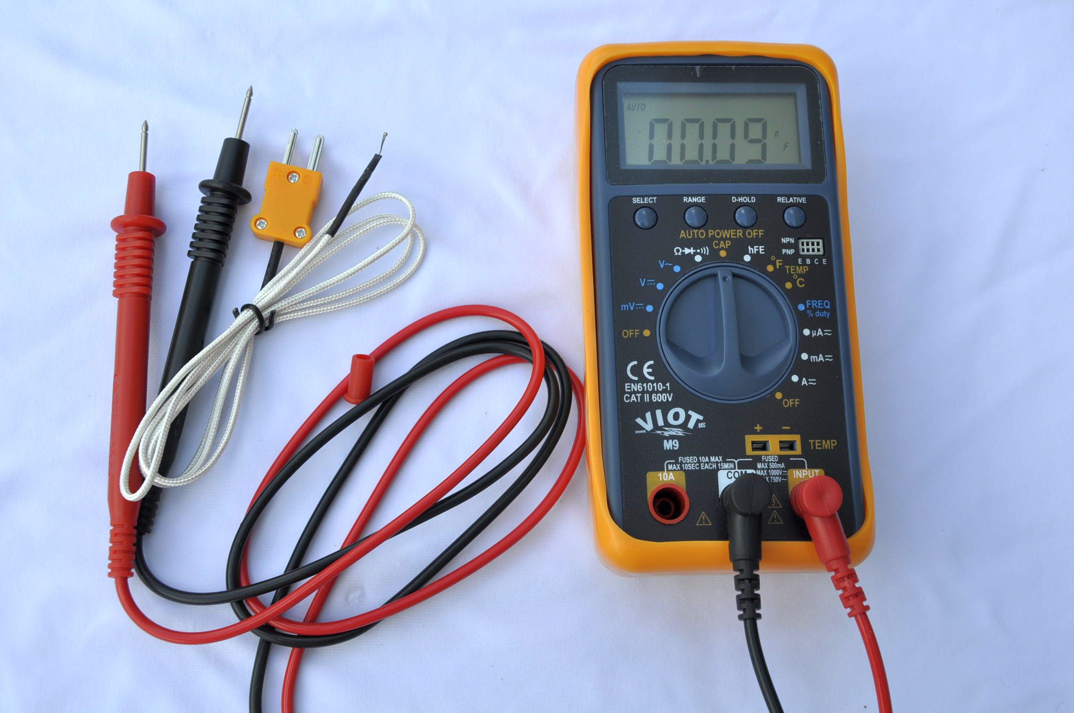 AC/DC Ammeter Ohm Volt Multimeter DMM+Capacitor Tester+Type K Thermocouple HVAC